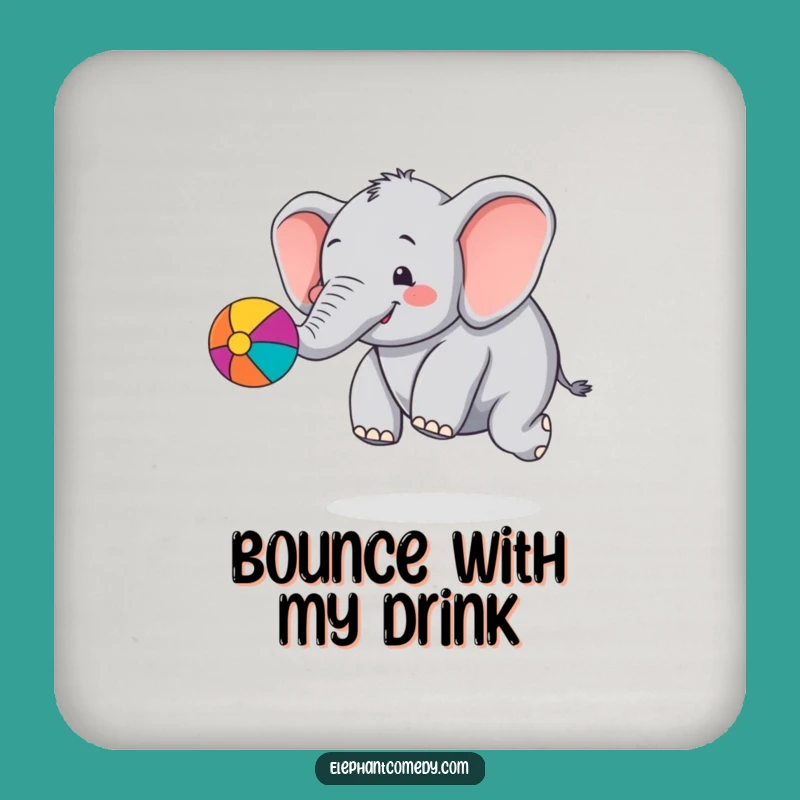 Funny Chubby Elephant Drink Coaster: Playful Ball Bouncing Elephant Set Gift