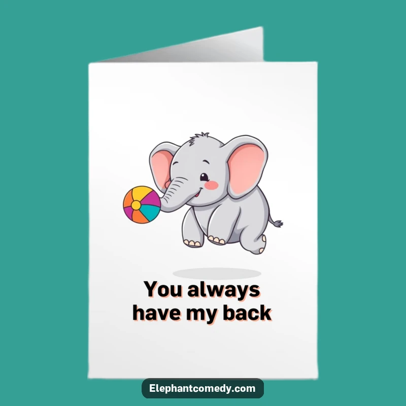 Free Printable Thank You Card: Chubby Elephant Bounces Ball, Cheerful Downloadable Message