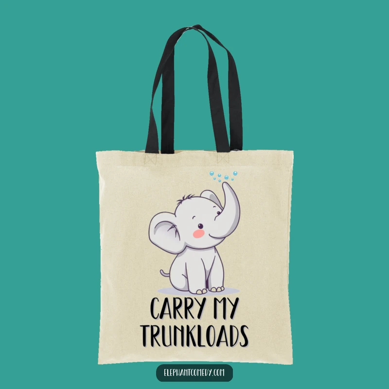 Funny Elephant Tote Bag: Cute Cartoon Grey Elephant Water Spray Carryall