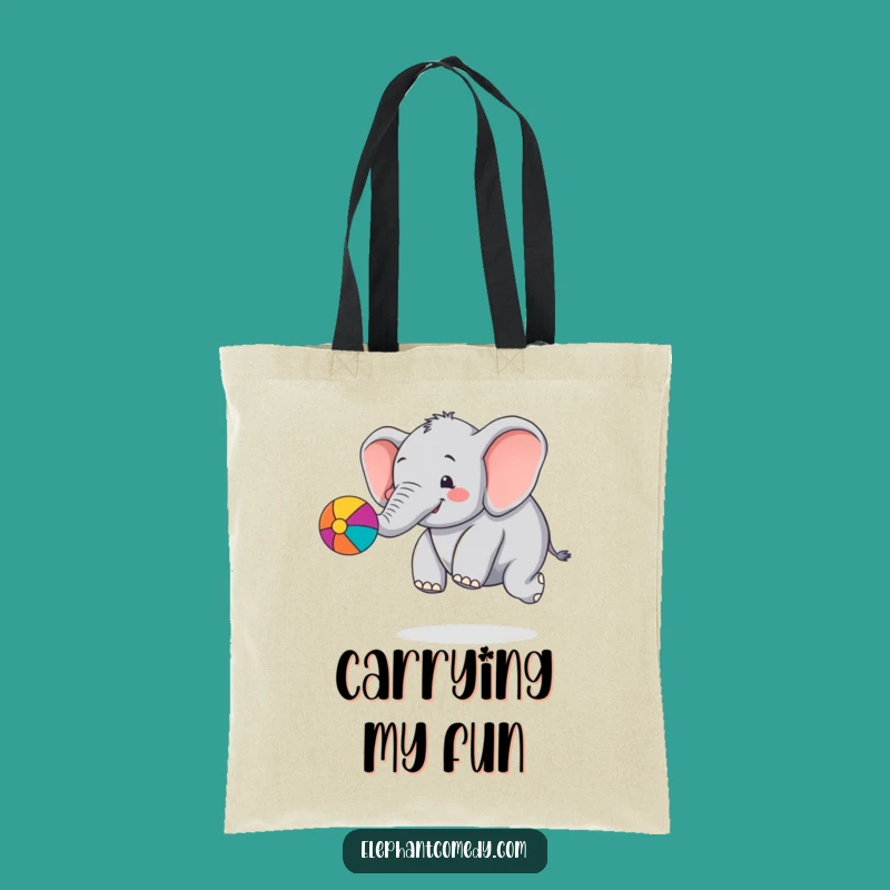 Funny Chubby Elephant Tote Bag: Playful Ball Bouncing Elephant Carryall